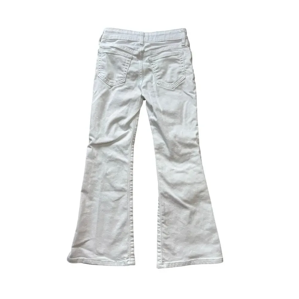 GIRLS GAP 70's Flared High Rise White Jeans, size Girls 6, Adjustable waist